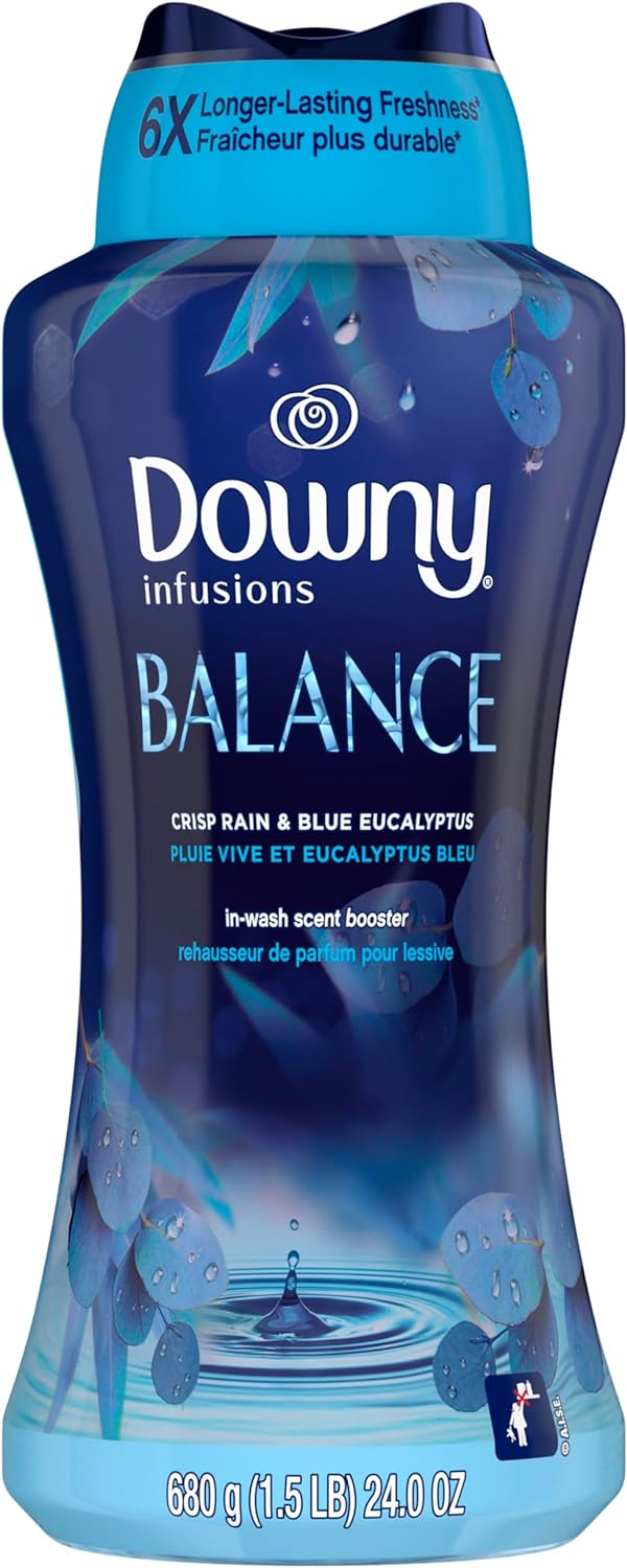 Downy Infusions In-Wash Laundry Scent Booster Beads, BALANCE, Crisp Rain and Blue Eucalyptus, 24 oz