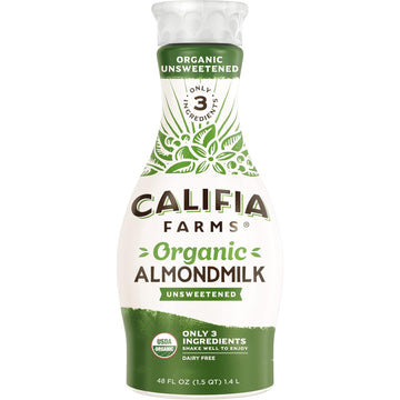 Califia Farms - Organic Unsweetened Almond Milk, 48 Oz, Dairy Free, Keto, Vegan, Plant Based, Organic Milk, Non Gmo, Low Calorie, Usda Organic