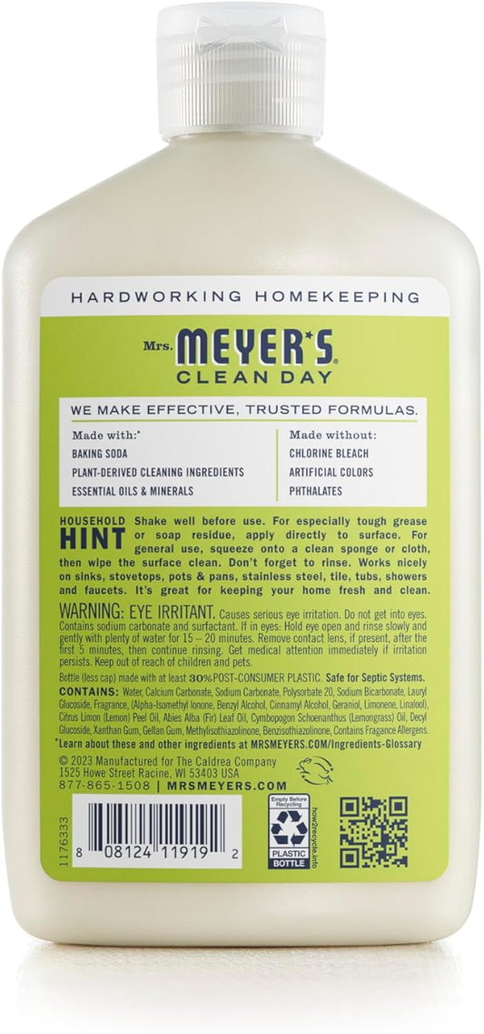 Mrs. Meyer'S Clean Day Baking Soda Cream Cleaner, Cuts Grease, Scratch-Free Polish, Plant-Derived Cleaning Ingredients, Lemon Verbena, 16 Fl Oz, Pack Of 1