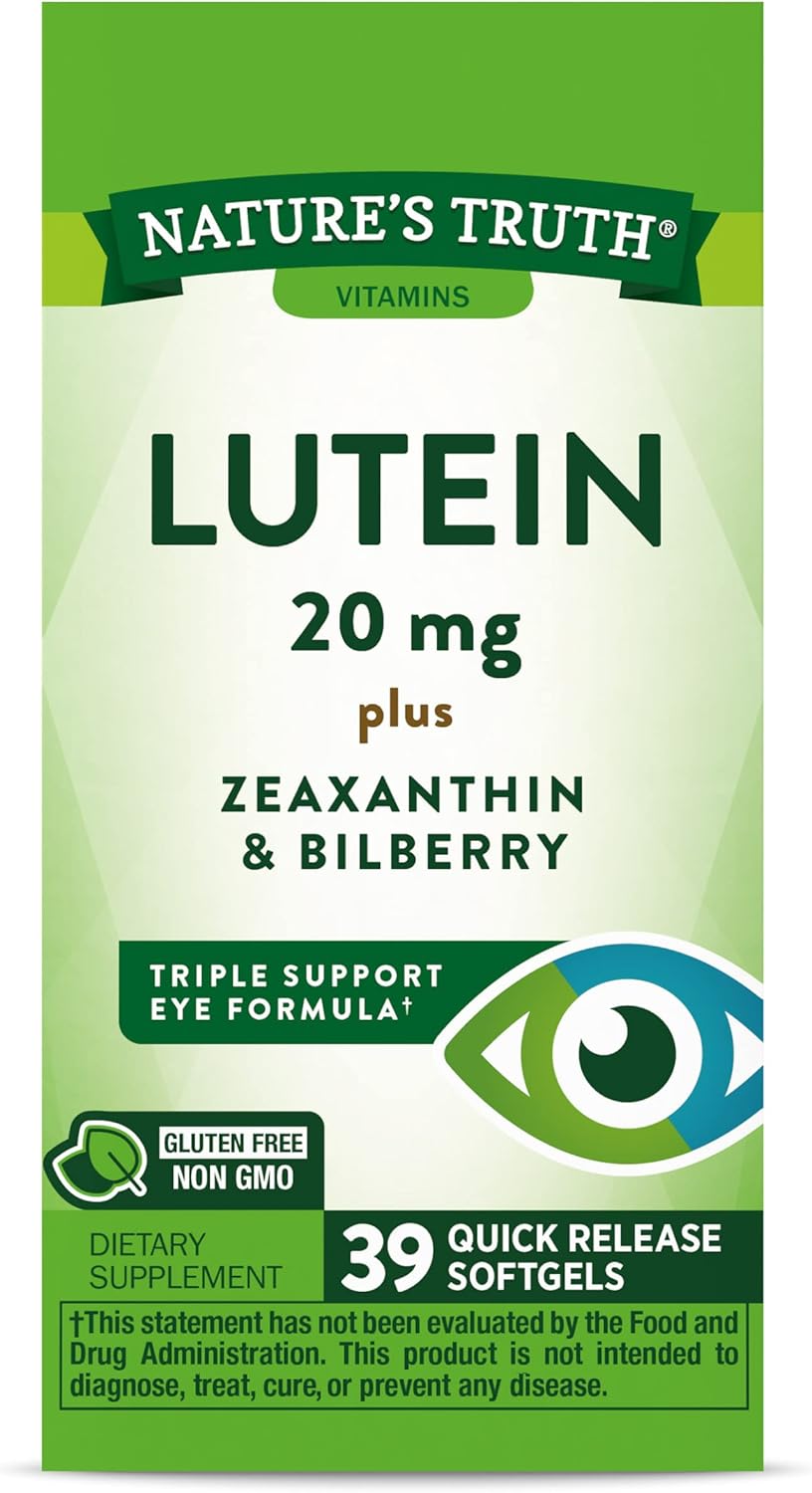 Lutein And Zeaxanthin Supplement | 20Mg | 39 Softgels | With Bilberry | Non-Gmo & Gluten Free | By Nature'S Truth