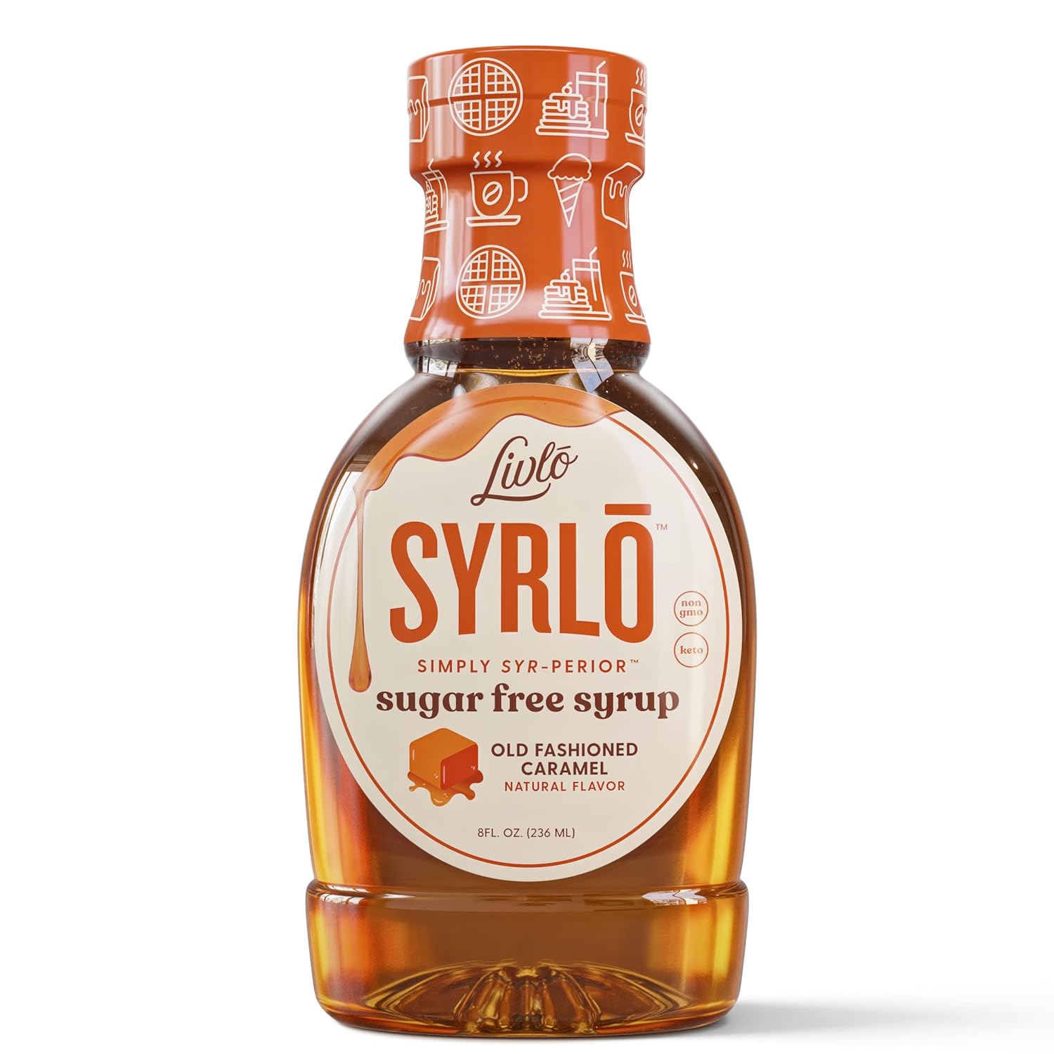 Livlo Sugar Free Keto Caramel Syrup - Low Carb & Keto Friendly Pancake Syrup - 1g Net Carbs & 10 Calories per Serving - Made with Allulose - Sugar Alcohol Free - 8oz