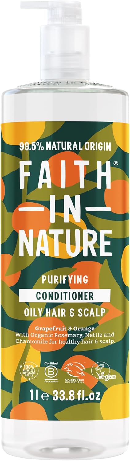 Faith In Nature 1L Natural Rosemary Conditioner, Stimulating For Normal Hair & Scalp, Vegan & Cruelty Free, No Sls, Silicones Or Parabens, Family Size