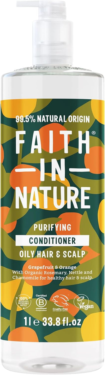 Faith In Nature 1L Natural Rosemary Conditioner, Stimulating For Normal Hair & Scalp, Vegan & Cruelty Free, No Sls, Silicones Or Parabens, Family Size