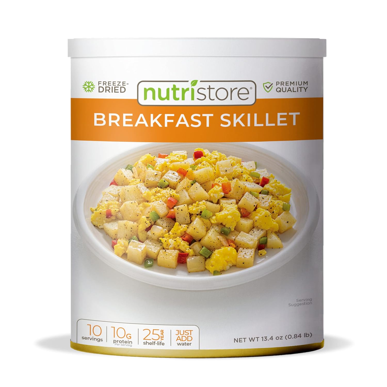 Nutristore Freeze-Dried Breakfast Skillet | Emergency Survival Bulk Food Storage Meal | Perfect for Everyday Quick Meals and Long-Term Storage | 25 Year Shelf Life | USDA Inspected (1-Pack)