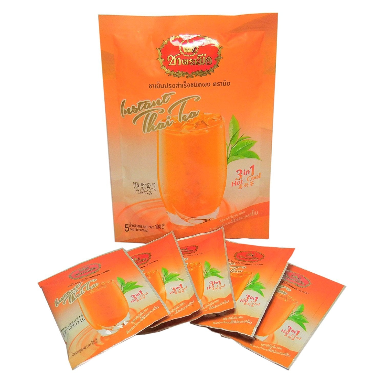 Number One Brand Instant Thai Milk Tea 3 In 1, Delicious Aromatic Original Thai Milk Tea 3 Bags (3 Bags X 5 Packs) : Grocery & Gourmet Food