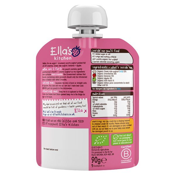 Ella'S Kitchen Organic Strawb Greek Style Yoghurt 6M+ 90G