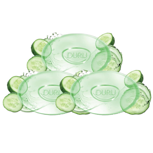 Duru Cucumber Glycerin Bar Soap Cleansing Bar Moisturizing Sensitive Skin - Vegan Transparent Paraben Free Alcohol Free Silicone Free Phthalete Free Gluten Free Body Wash - 3 Pack