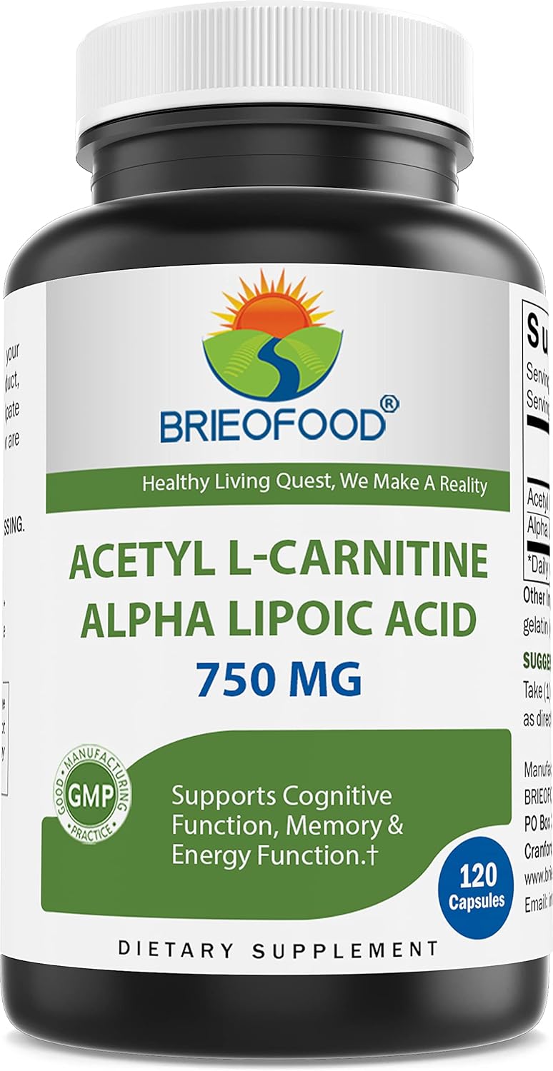 Brieofood Acetyl L-Carnitine Alpha Lipoic Acid (Ala Alc) 750 Mg 120 Capsules