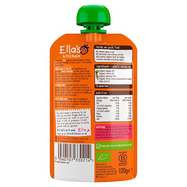 Ella'S Kitchen Organic Carrots, Apples & Parsnips 4M+ 120G