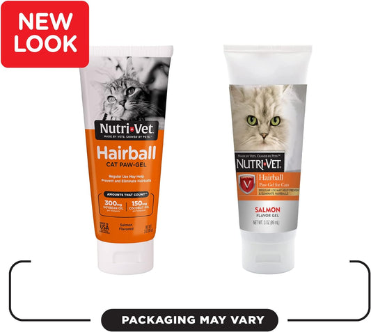 Nutri-Vet Hairball Paw Gel for Cats - Salmon Flavored Gel to Help Reduce and Eliminate Hairballs - 3 oz