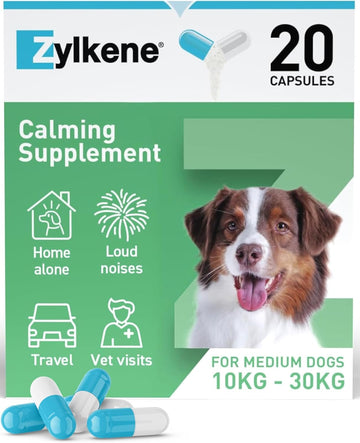 Zylkene Calming Supplements For Medium Dogs (10 To 30Kg) 225Mg | Promotes Relaxation | Helps Pets Cope With Short-Term Challenging Situations: Loud Noises | Easily Administered | 20 Capsules