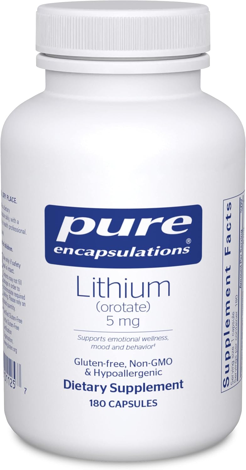 Pure Encapsulations Lithium Orotate 5 Mg - Brain Support Supplement - With N-Acetyl-L-Cysteine (Nac) For Memory & Brain Behavior* - Gluten Free & Non-Gmo - 180 Capsules