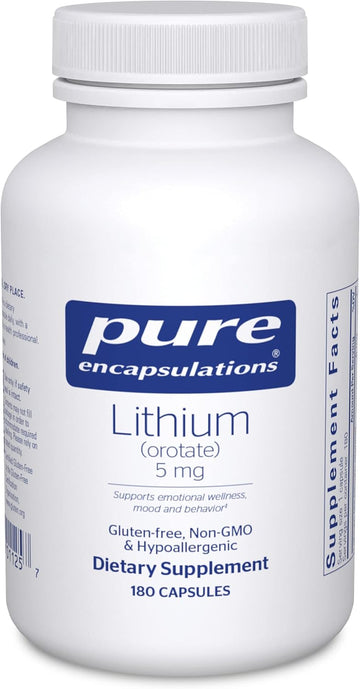 Pure Encapsulations Lithium Orotate 5 Mg - Brain Support Supplement - With N-Acetyl-L-Cysteine (Nac) For Memory & Brain Behavior* - Gluten Free & Non-Gmo - 180 Capsules
