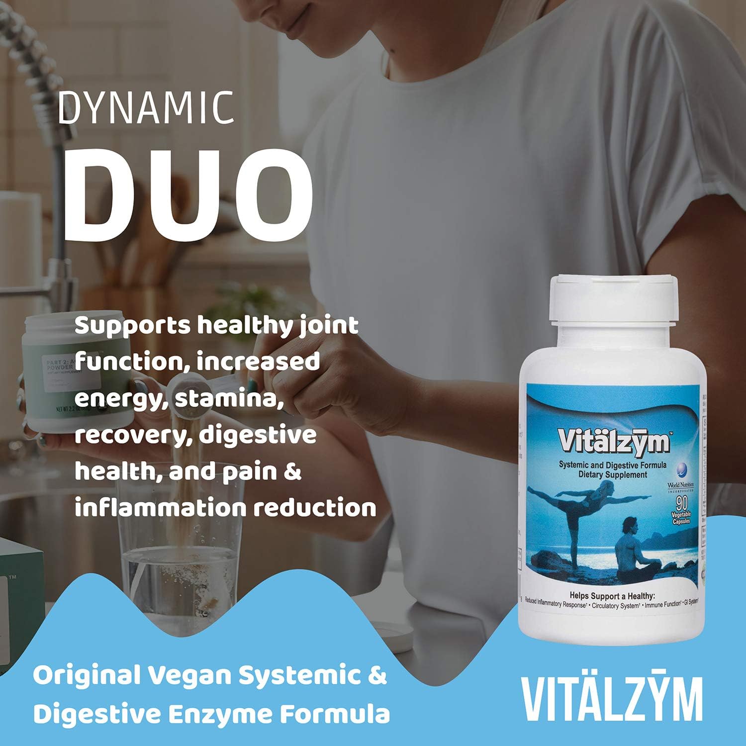 VITÄLZYM Original Proteolytic Systemic Digestive Enzyme Formula Serrapeptase Source | Immune and Joint Support Increase Blood Flow Cardio Function | Healthy Men Women (90 Capsules) : Health & Household