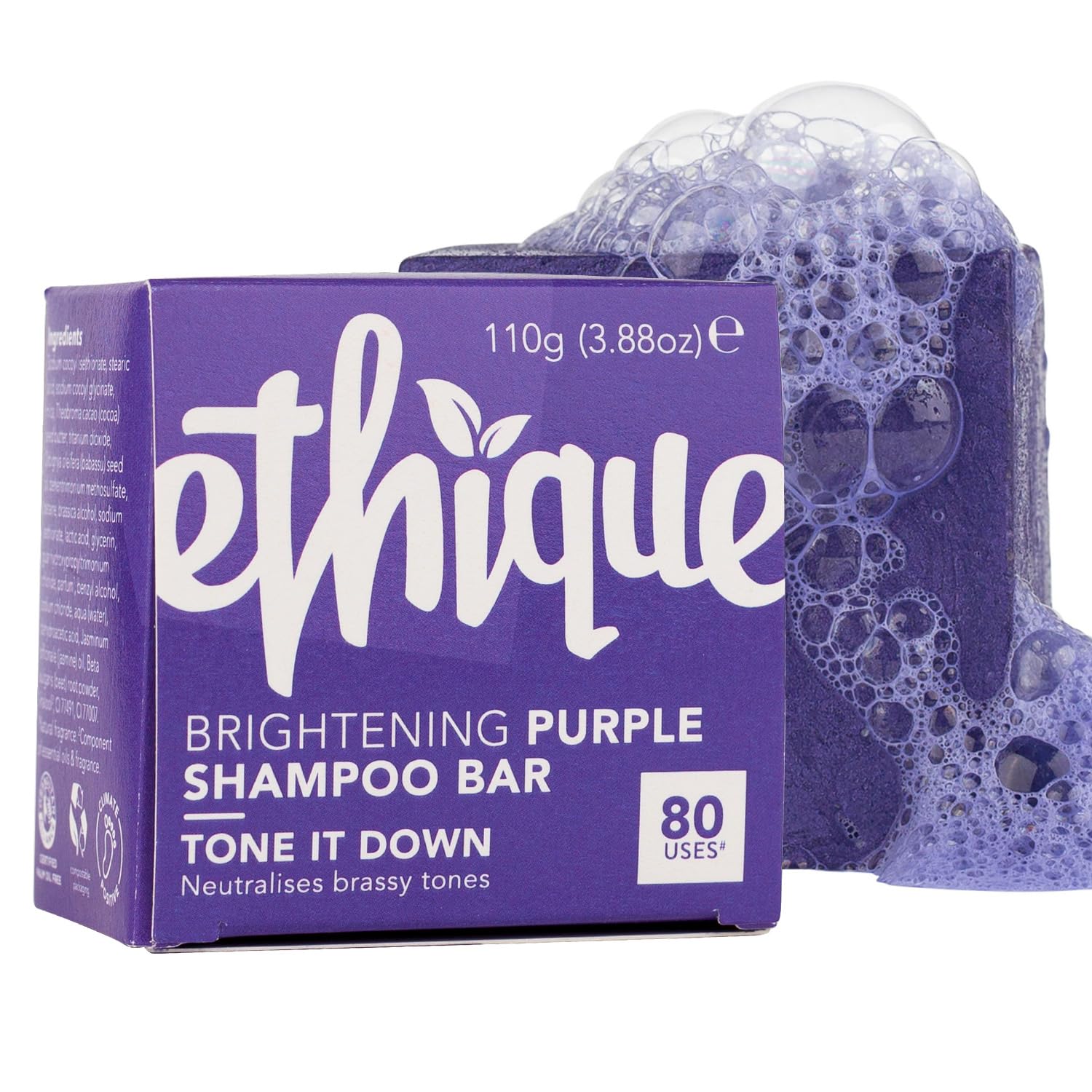 Ethique Tone It Down - Brightening Solid Sulfate Free Purple Shampoo Bar For Blonde And Silver Hair - Vegan, Eco-Friendly, Plastic-Free, Cruelty-Free,3.88 Oz (Pack Of 1)