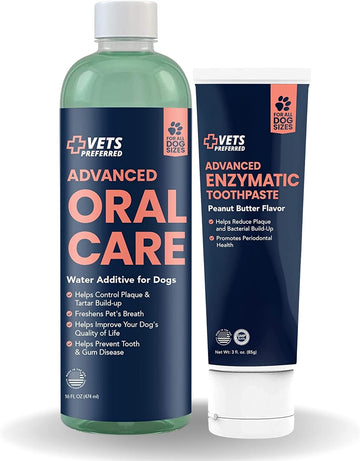 Vets Preferred Dog Toothpaste & Freshener, Advanced Enzymatic Toothpaste & Oral Care Water Additive For Dogs