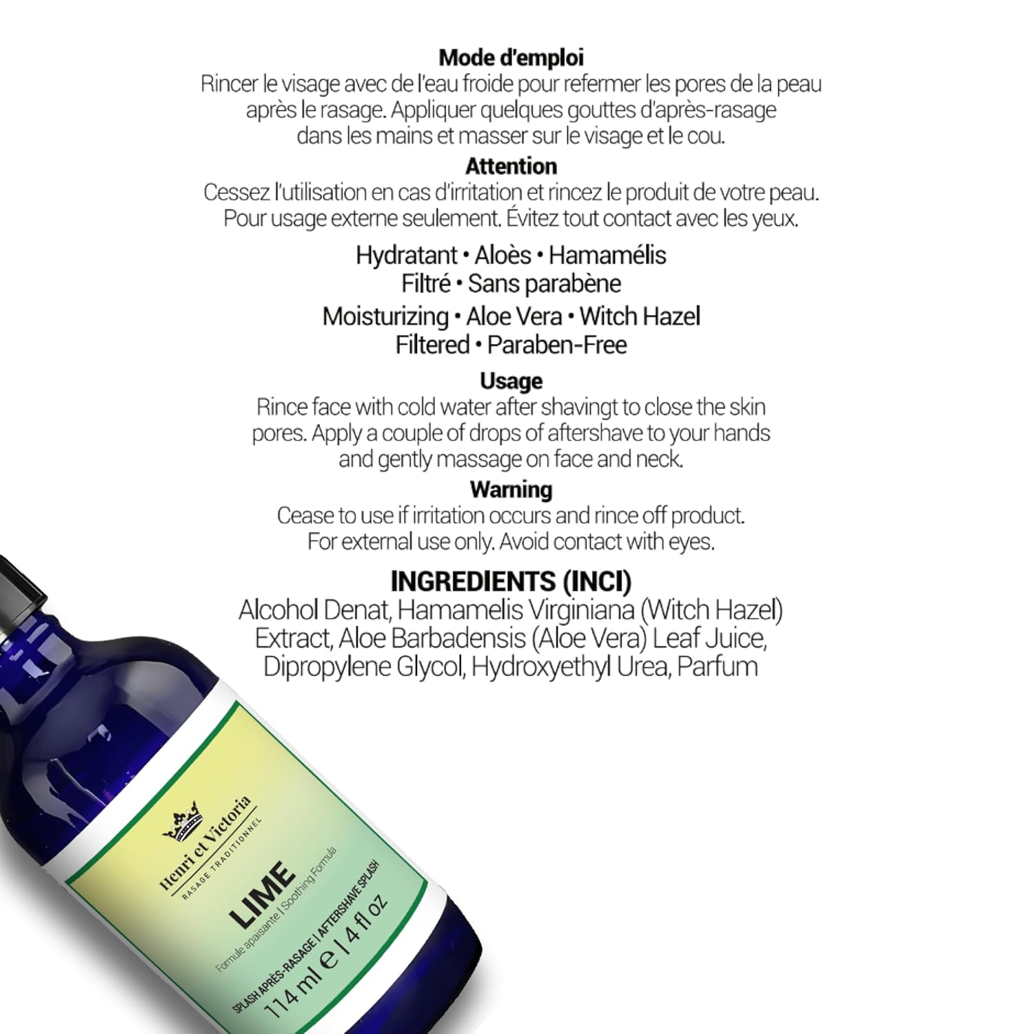 Henri Et Victoria Aftershave Splash For Men L Canadian Made By A Skilled Artisan L Moisturize And Soothe The Skin 114 Ml (4 Oz) (Limechic) : Beauty & Personal Care