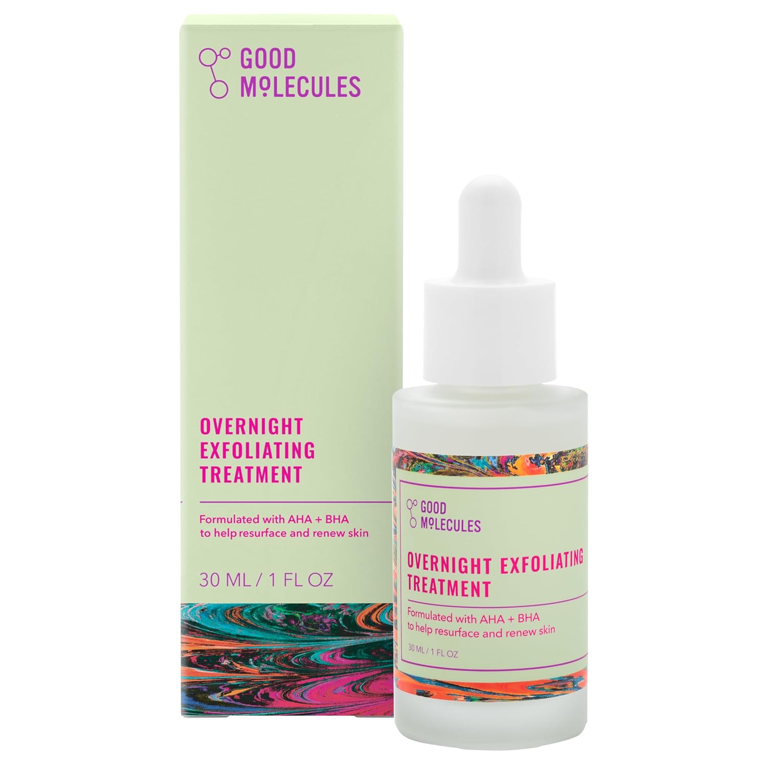 Good Molecules Overnight Exfoliating Treatment - Facial Exfoliant With Aha For Tone And Texture - Pore Minimizer, Skincare For Face With Salicylic Acid