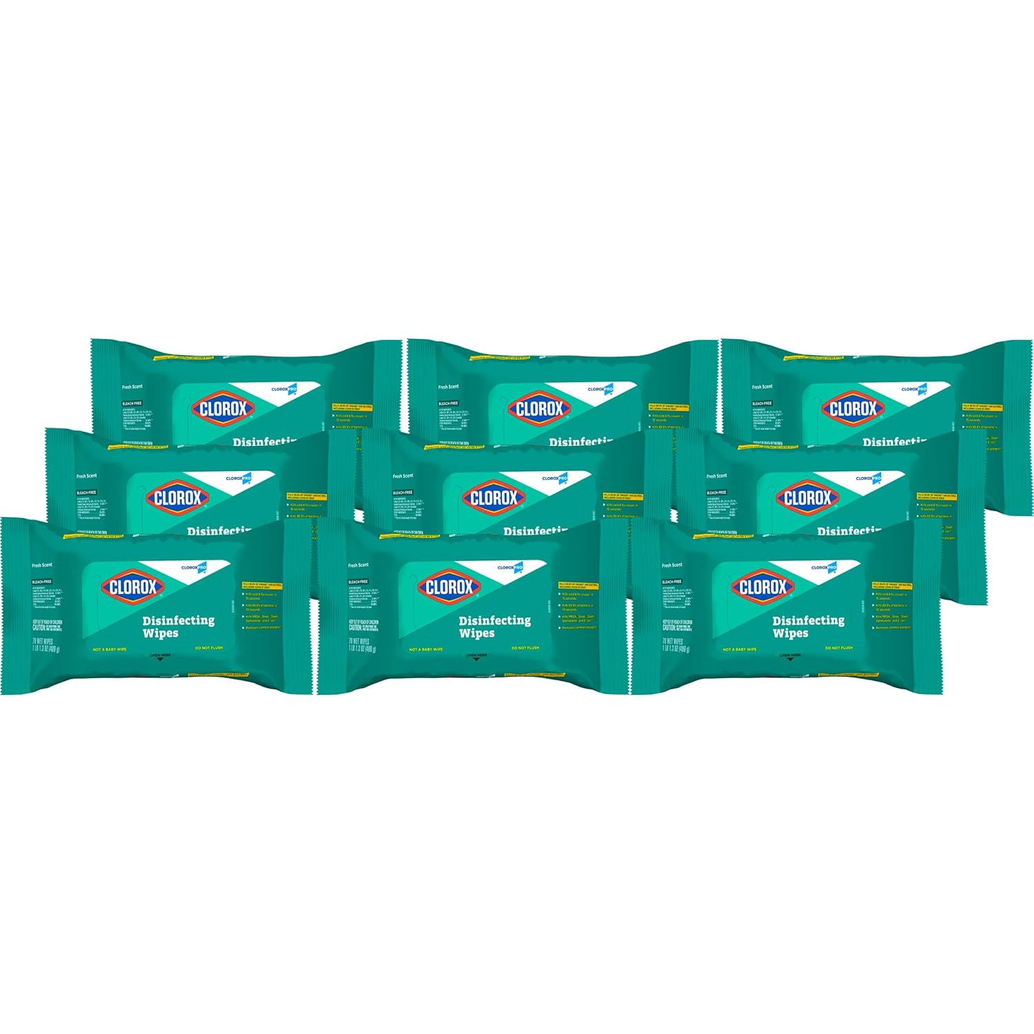 Cloroxpro Disinfecting Wipes, Bleach-Free, Fresh Scent, 70 Count (Pack Of 9) (Package May Vary)