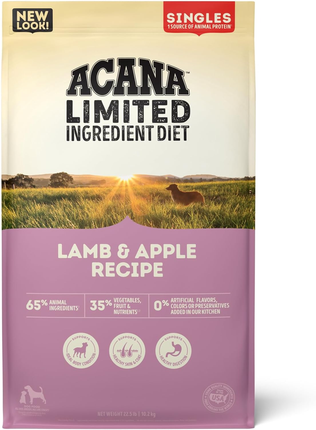 ACANA Singles Limited Ingredient Dry Dog Food, Grain Free Lamb & Apple Dog Food Recipe, 22.5lb