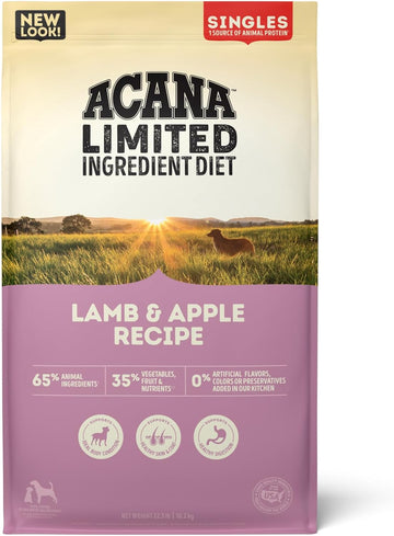 Acana Singles Limited Ingredient Dry Dog Food, Grain Free Lamb & Apple Dog Food Recipe, 22.5Lb