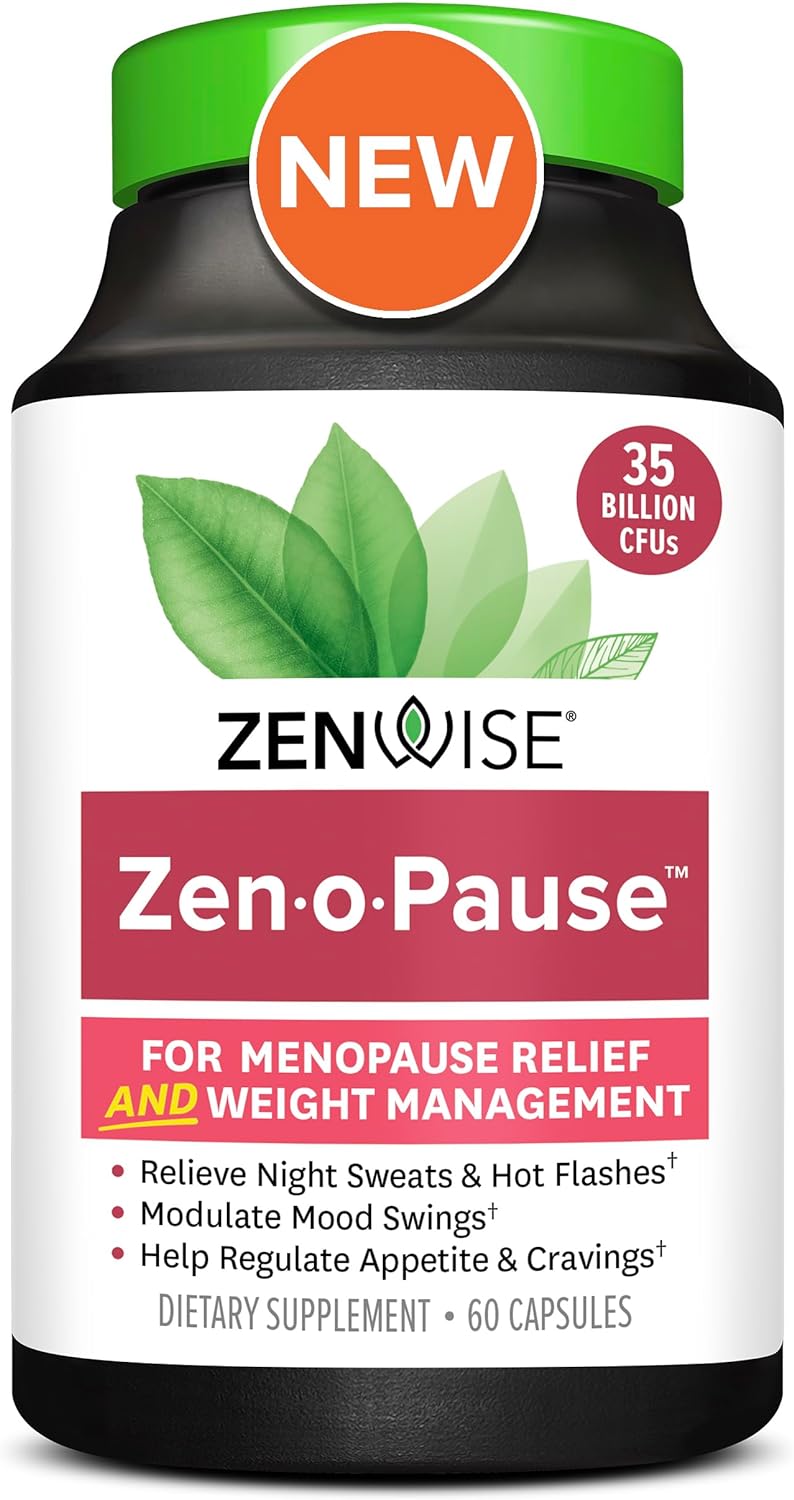 Zenwise Health ZenoPause for Menopause Relief and Weight Management | Digestive Health, Bone Density and Gut Balance | Probiotics, Green Tea and Black Cohosh - 60 Count