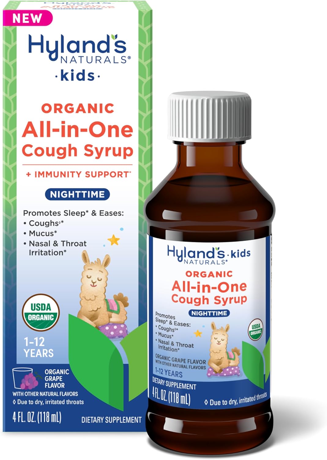 Hyland'S Kids Cold And Cough, Nighttime Cough Syrup Medicine For Kids Ages 2 And Up, Decongestant, Sore Throat Relief And Sleeplessness, Relief Of Common Cold Symptoms, 4 Fl Oz