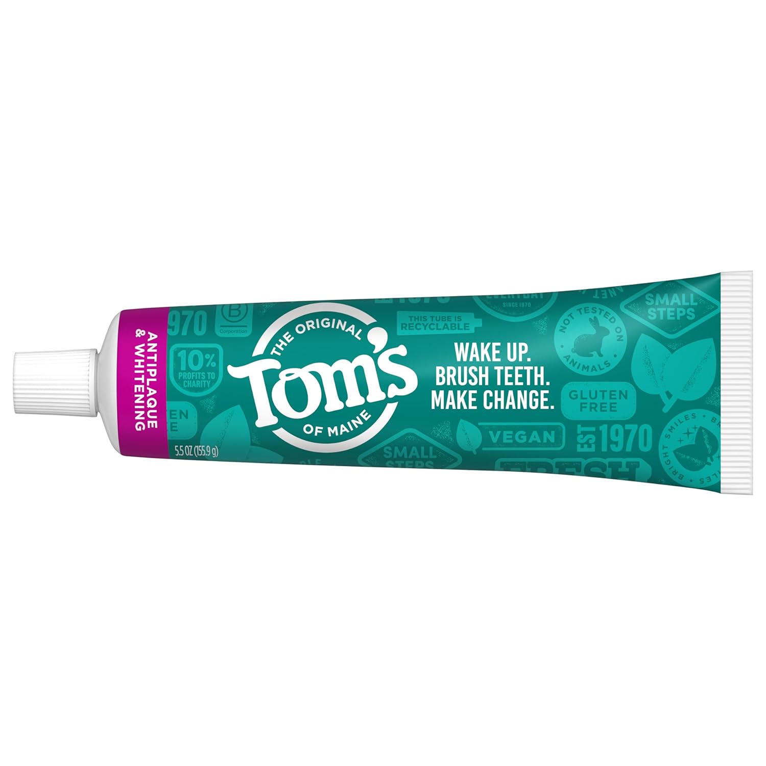 Tom's of Maine Fluoride-Free Antiplaque & Whitening Natural Toothpaste, Peppermint, 5.5 oz. (Pack of 2) : Health & Household