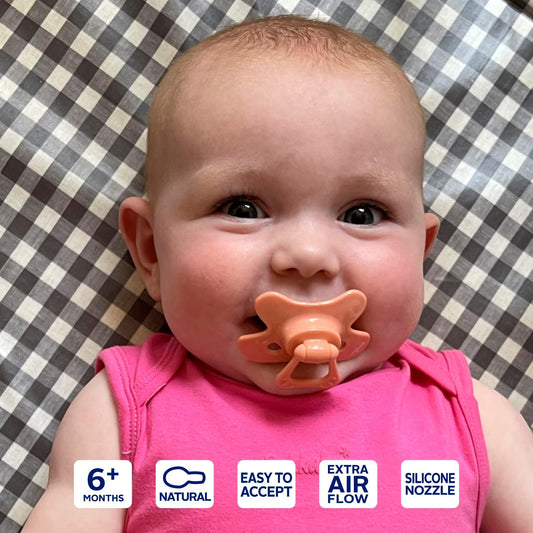 Difrax Baby Dummy 6-18 Months Natural - Cherry Shape Dummy - Silicone - Bpa Free - Good Acceptance - Optimal Air Supply - Soothie Dummy From 6 Months - Brown/Caramel - Pack Of 2