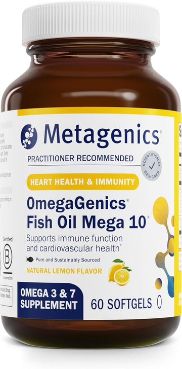 Metagenics Omegagenics Fish Oil Mega 10-330 Mg Epa & 170 Mg Dha - No Fishy Aftertaste - For Heart Health & Immune System* - Non-Gmo & Gluten-Free Supplement - 60 Softgels