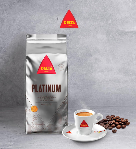 Delta Cafés Platinum Whole Bean Coffee, Portugal Coffee, Naturally Roasted Coffee Beans, Intense Coffee With Crema, 2.2Lb, 1 Count
