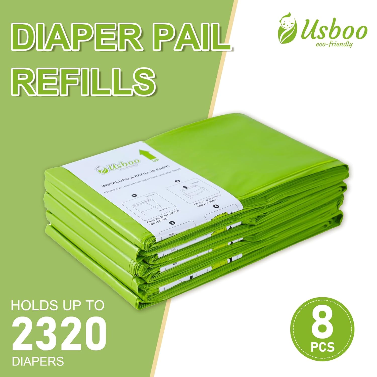 Refills Compatible With Dekor Plus Diaper Pail | 4 Pack | Disposable Diaper Pail Refill | Extra Thickness | Diaper Trash Bags | Cherry Blossom Scented | Holds Up To 2320 Diapers
