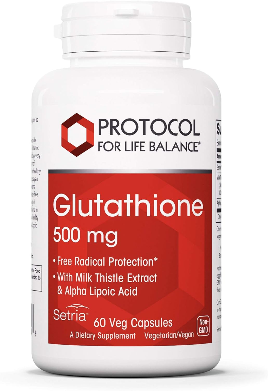 Protocol Glutathione 500mg Immune Support* - with Milk Thistle Extract & Alpha Lipoic Acid - Reduced Glutathione - Made Without Gluten, Dairy-Free, Halal, Kosher - 60 Veg Caps