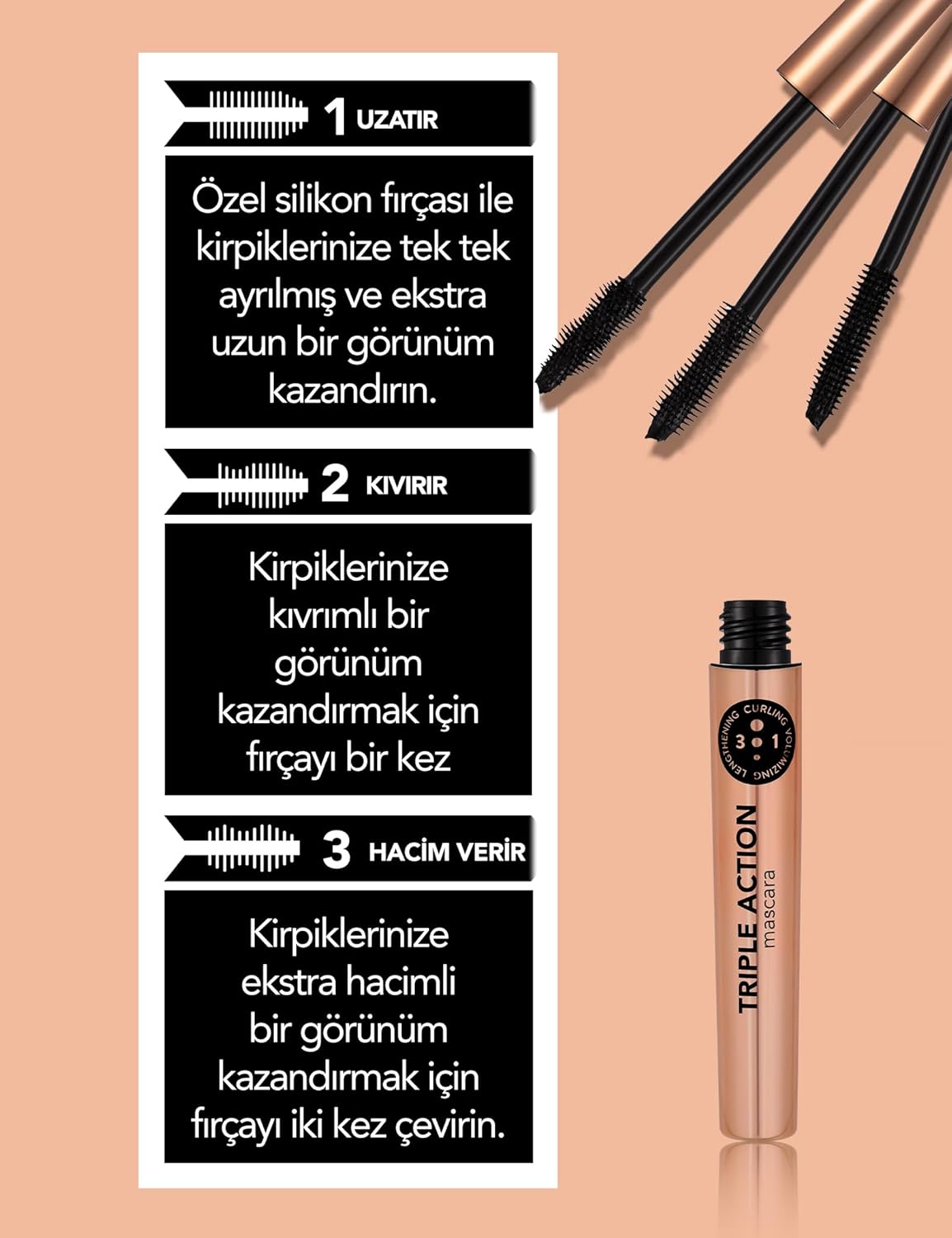 Triple Action Mascara : Beauty & Personal Care