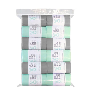 Scented Disposable Plastic Bags, Seafoam And Gray, 12 Rolls (144 Bags)