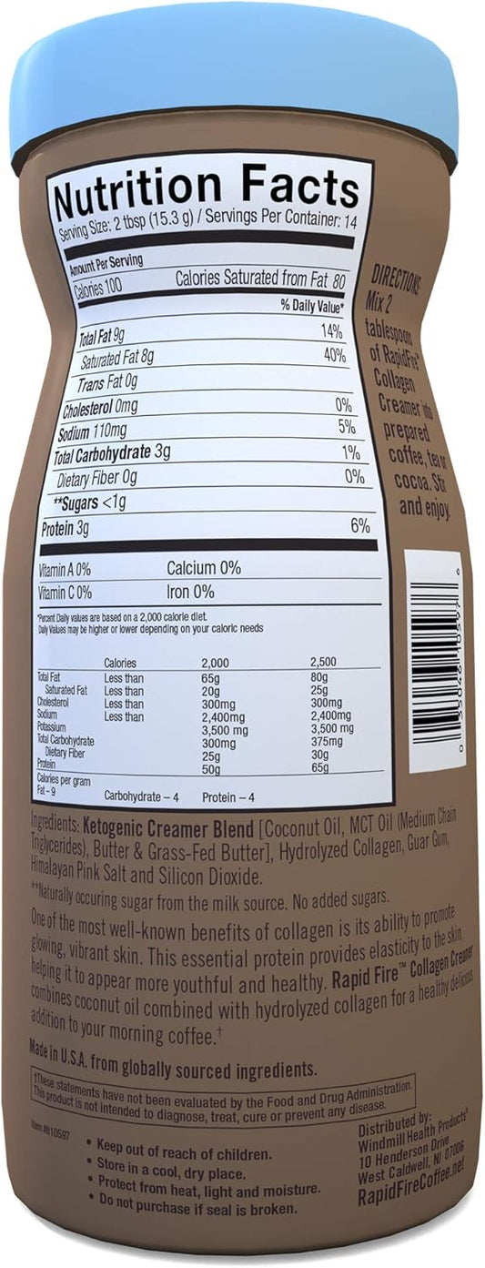 Ketogenic Collagen Creamer With Mct Oil For Coffee Or Tea, Supports Energy And Metabolism, Weight Loss Diet For Hair, Skin, & Nails, 7.65 Oz