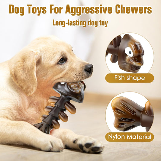 Aggressive Chew Toys Large: Indestructible Tough Dog Toy for Large Dogs, Milk Flavor - Dog Chew Toy for Medium, Large Aggressive Chewers