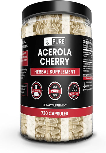 Pure Original Ingredients Acerola Cherry (730 Capsules) No Magnesium Or Rice Fillers, Always Pure, Lab Verified