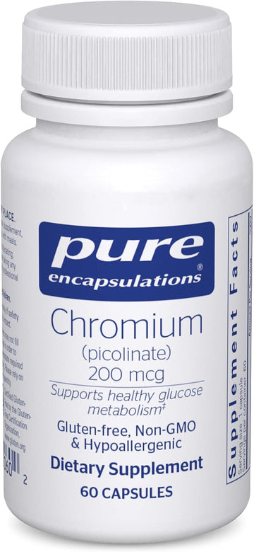Pure Encapsulations Chromium (Picolinate) 200 Mcg | Hypoallergenic Supplement For Healthy Lipid And Carbohydrate Metabolism Support* | 60 Capsules
