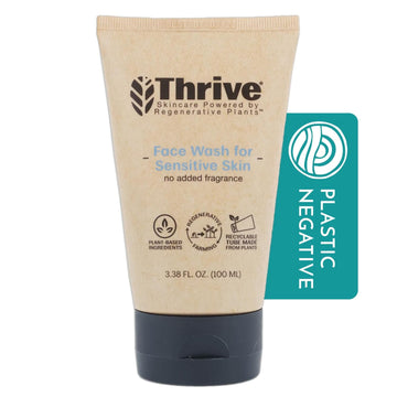 Thrive Natural Care All Natural Face Wash for Sensitive Skin - Unscented Gentle Face Wash for Women & Men to Clean, Restore & Combat Skin Stress - with Natural & Organic Ingredients - Vegan