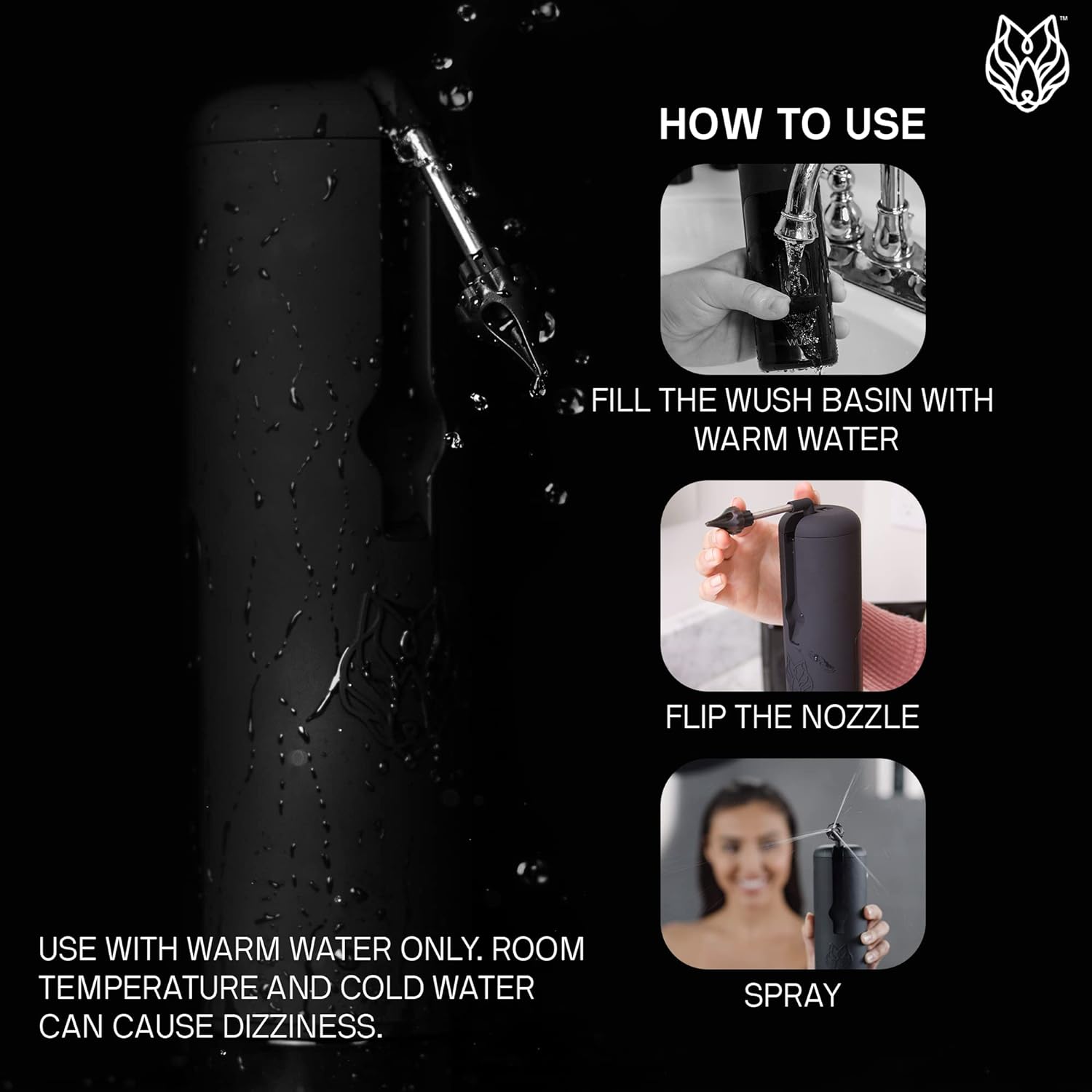 Wush Water Powered Ear Cleaner by Black Wolf, 6 Reusable Replacement Tips - Electric Triple Jet Stream with 3 Pressure Settings Prevents Ear Wax Buildup - Ear Wax Removal Kit : Health & Household