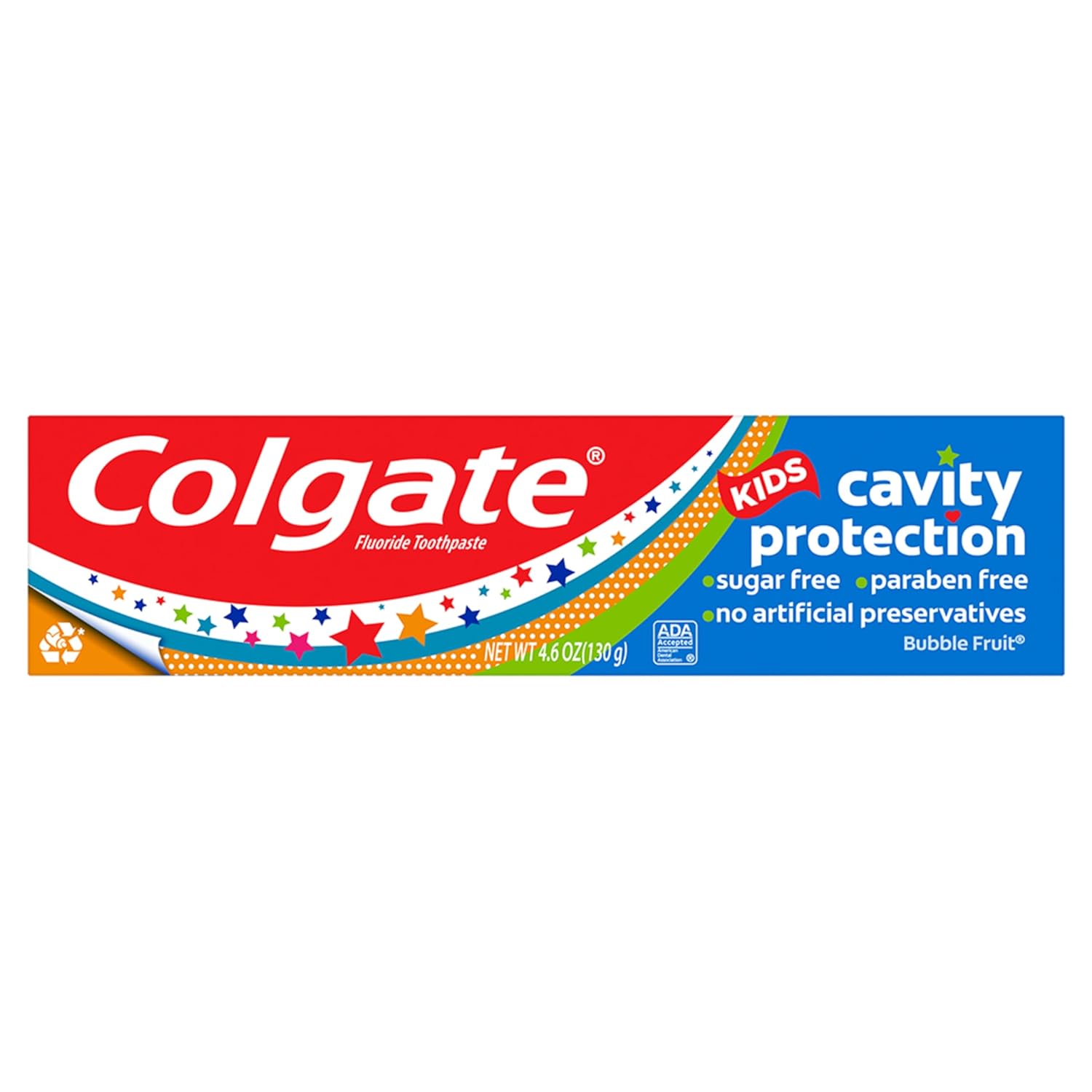 Colgate Kids Toothpaste with Fluoride, Anticavity & Cavity Protection Toothpaste, For Ages 2+, Mild Bubble Fruit Flavor, 4.6 Ounce