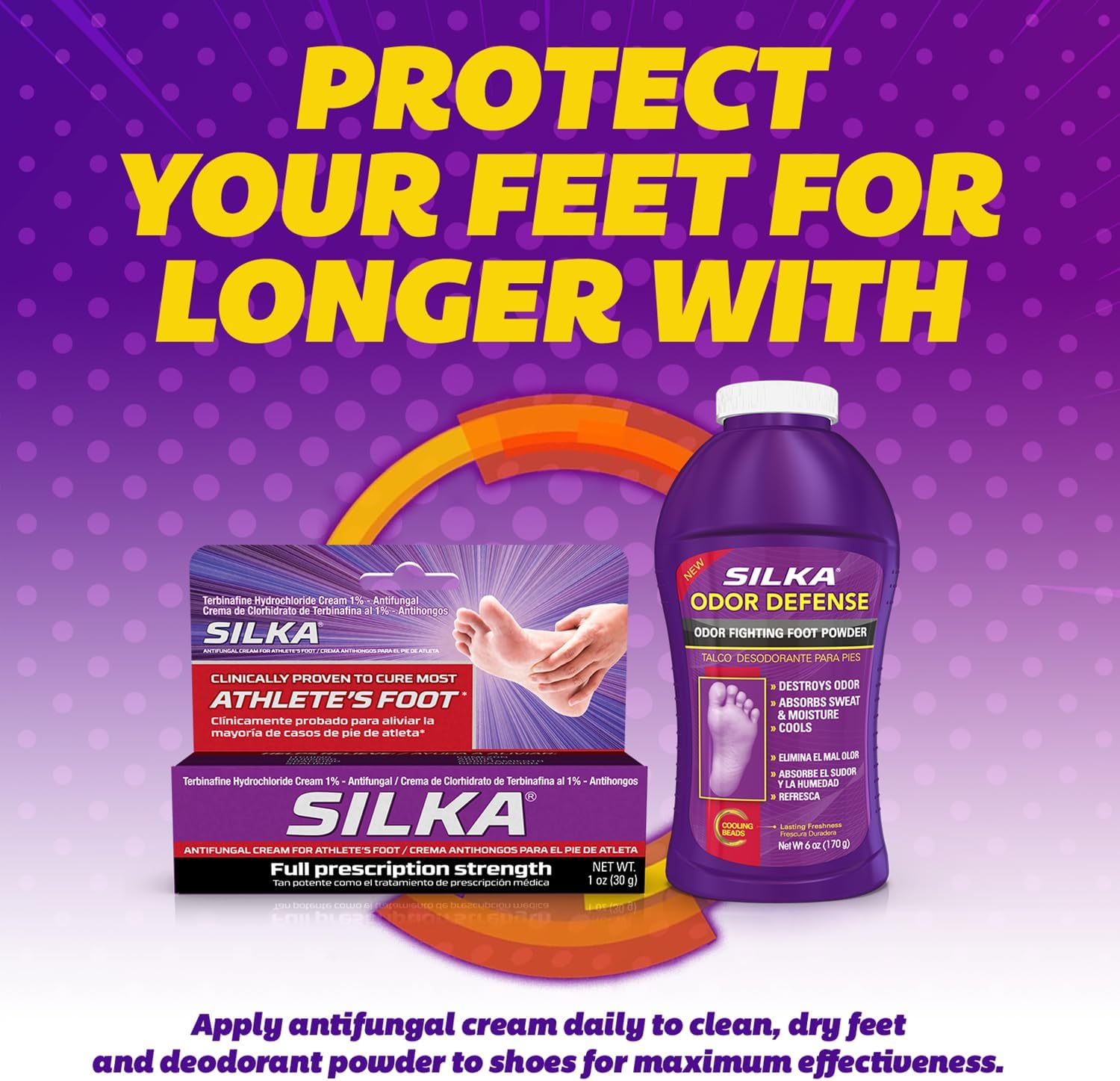 Silka Anti-Fungal Care Bundle: Maximum Strength Cream for Fast-Acting Relief from Jock Itch, Ringworm, & Foot Fungus, 1 Oz + Odor Fighting Foot Powder & Shoe Deodorizer, 6 Oz : Health & Household