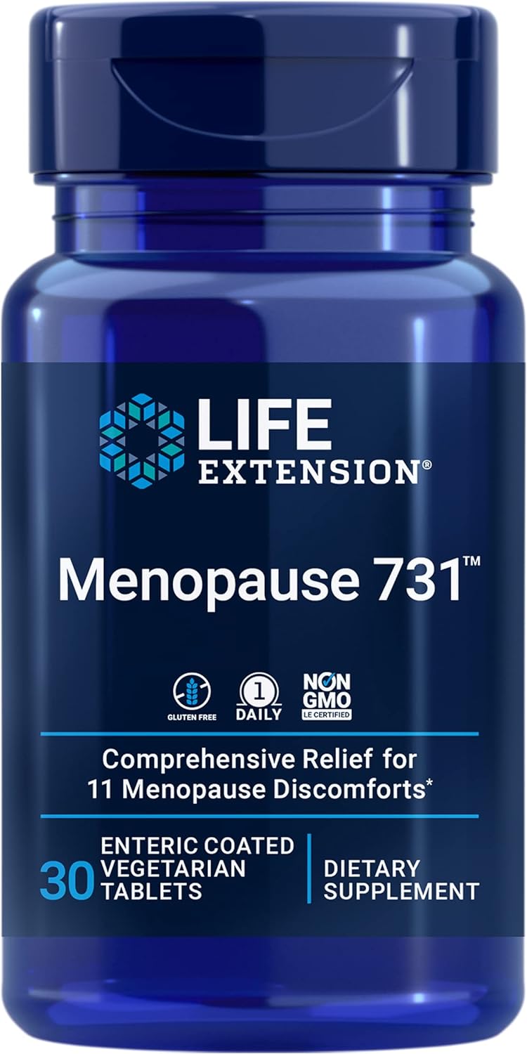 Life Extension Menopause 731 - Natural Supplement For Women Health - Menopause Relief Support Including Hot Ashes, Night Sweats & Mood Swings - Gluten Free, Non-Gmo, Vegetarian - 30 Tablet