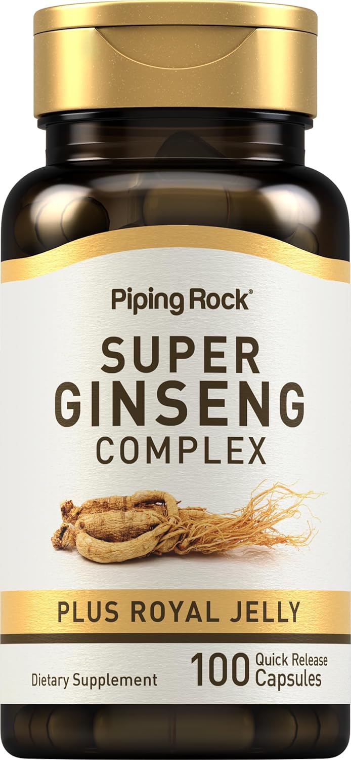 Piping Rock Ginseng Complex Capsules | 100 Count | with Royal Jelly | Non-GMO, Gluten Free Supplement