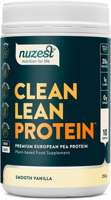 Nuzest - Vegan Pea Protein Powder - Clean Lean Protein Smooth Vanilla - Plant-Based Low Calorie & Low Carb - Gluten Free - Dairy Free - 250G (10 Serving)
