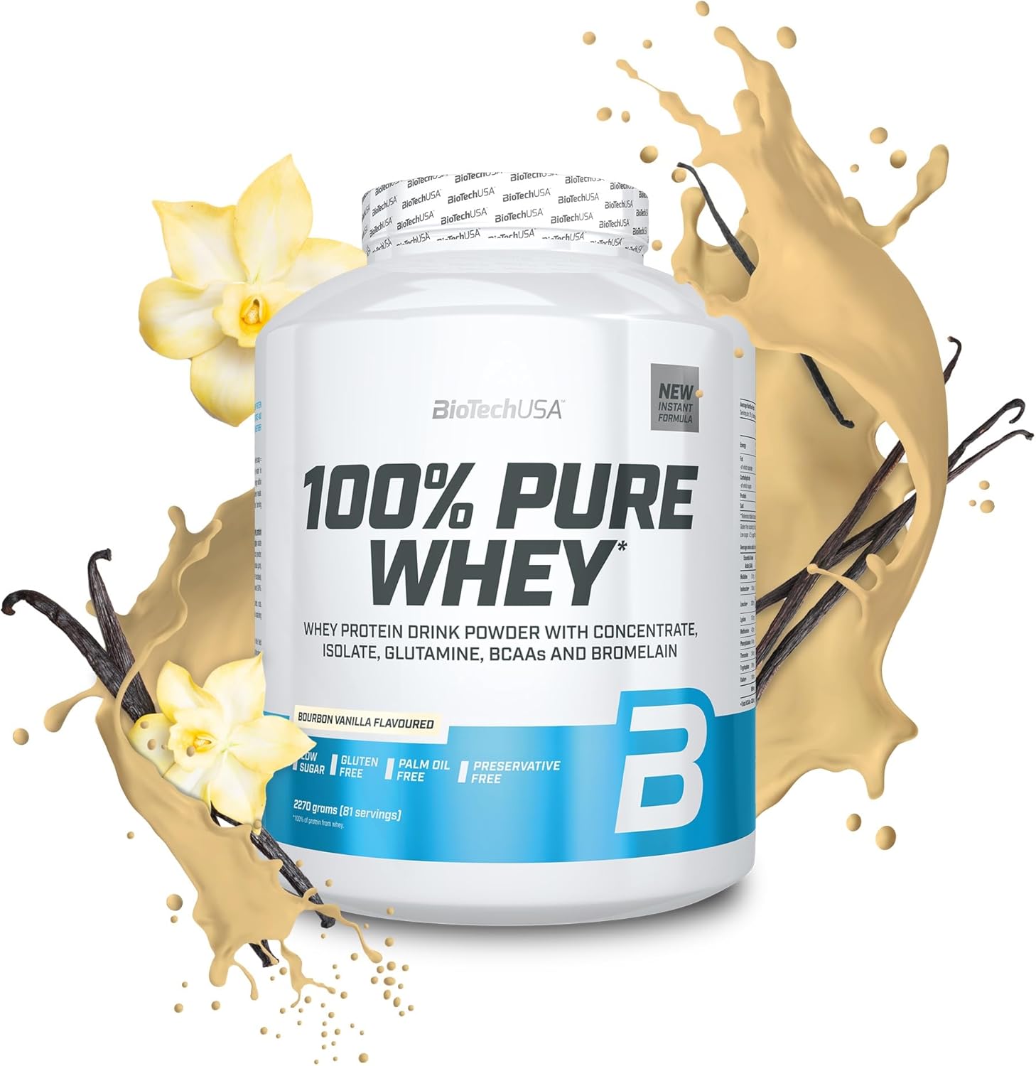 Biotechusa 100% Pure Whey | Protein Powder With Bcaa And Glutamine | Gluten-Free, Palm Oil Free | 21G Protein Per Serving, 454 G, Hazelnut