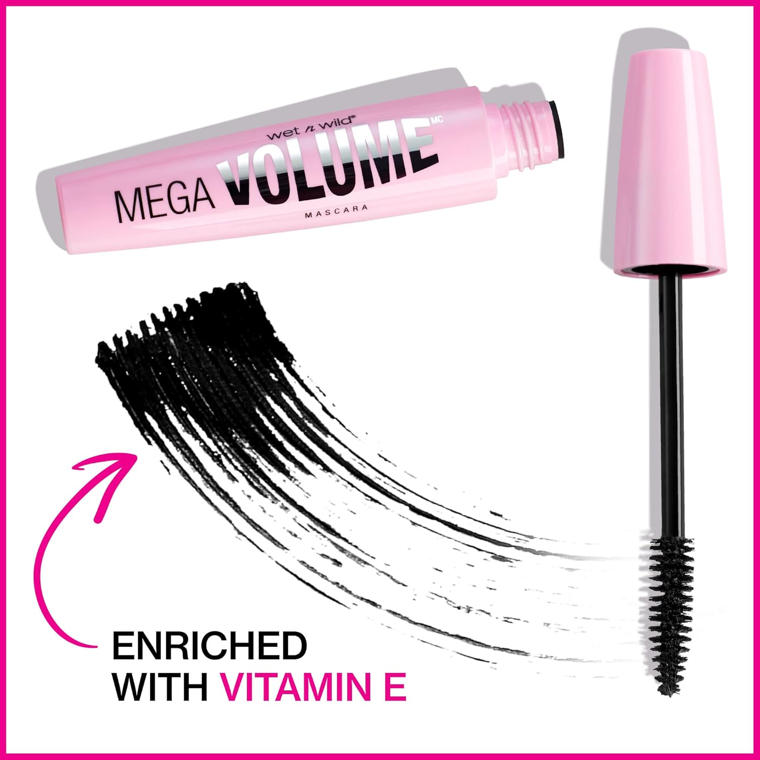 wet n wild Mascara Mega Volume - Vitamin E Enriched Volumizing, Smudge-Resistant Formula, Cruelty-Free, Gluten-Free, Sulfate-Free & Vegan - Black : Beauty & Personal Care