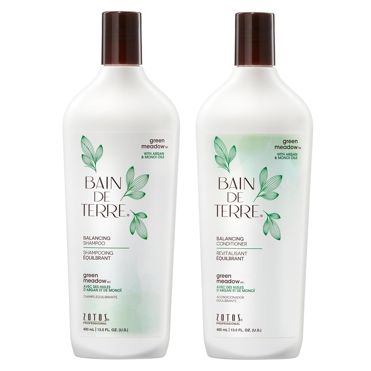 Bain De Terre Green Meadow Balancing Shampoo, Gentle Cleansing For Soft, Silky Hair With Argan & Monoi Oils, Paraben-Free, Color-Safe