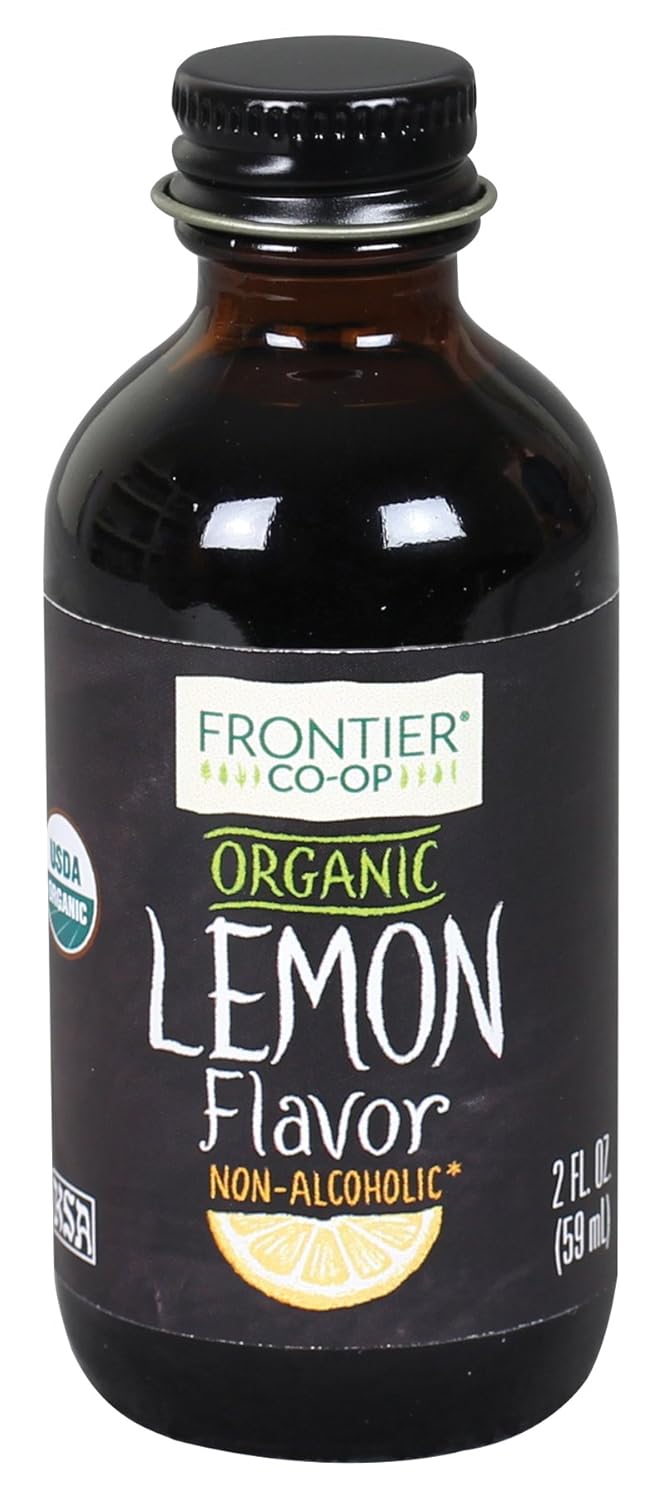 Frontier Co-Op Organic Lemon Flavor, 2 Ounce Glass Jar, Tart Citrus Flavor For Desserts, Smoothies, Tea, And More